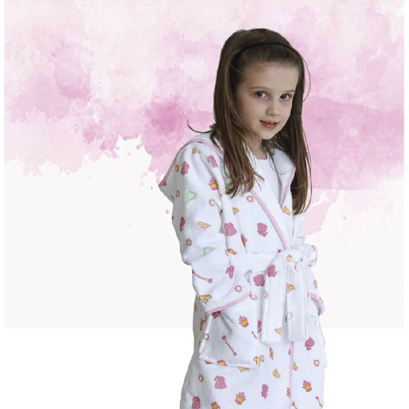 Klotsotiras Παιδικό Μπουρνούζι Princess Μέγεθος 4 Ετών White Pink