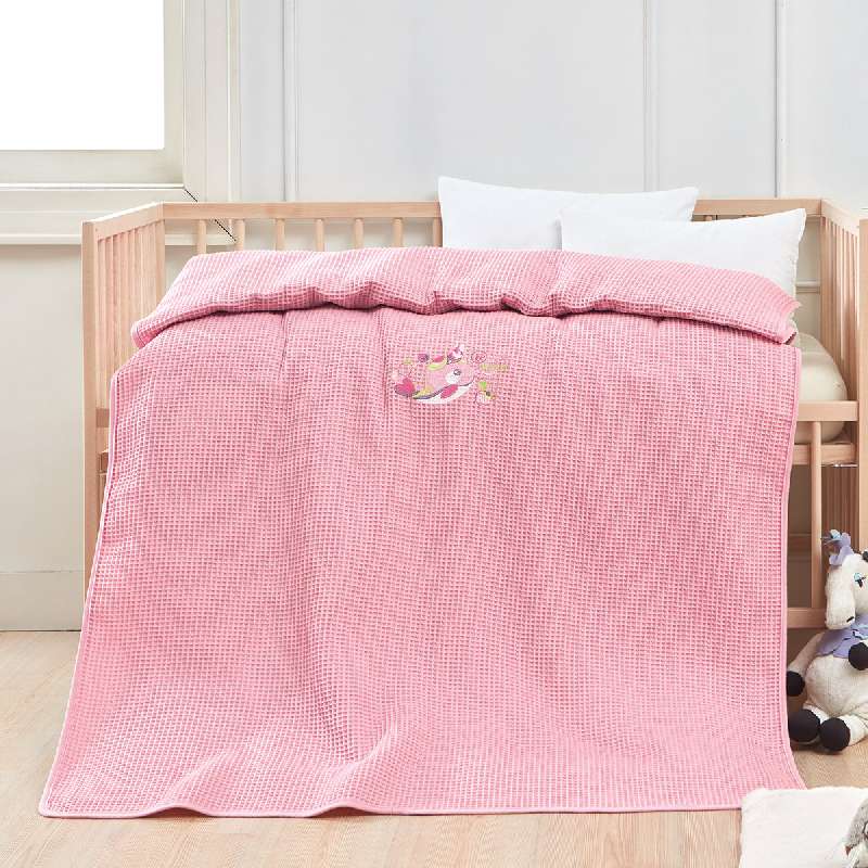 Κουβέρτα πικέ με κέντημα Art 5301 80x110 Ροζ  Beauty Home 