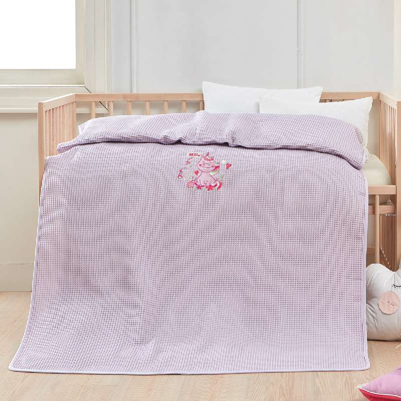 Κουβέρτα πικέ με κέντημα Art 5304 100X150 Ροζ  Beauty Home 