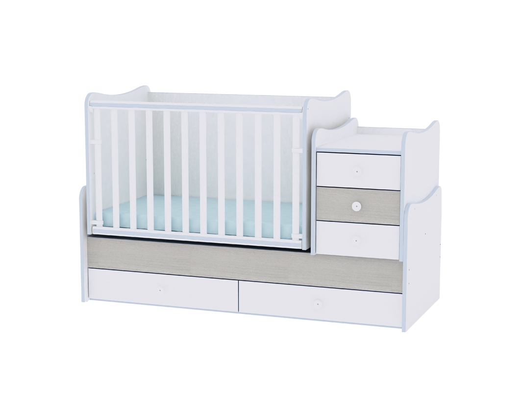 Πολυμορφικό Μετατρεπόμενο Παιδικό Κρεβάτι Maxi Plus White/Blue Elm Lorelli 19046