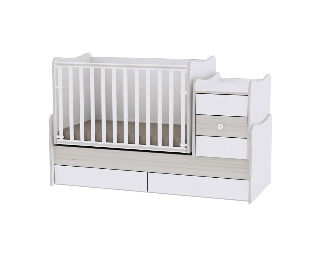 Πολυμορφικό Μετατρεπόμενο Παιδικό Κρεβάτι Maxi Plus White/Light Oak Lorelli