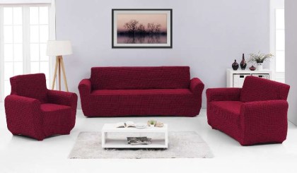  Ελαστικά καλύμματα καναπέ σετ 3τμχ Art 8600 Μπορντό Μπορντό Beauty Home