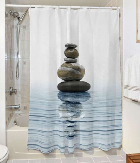  Κουρτίνα μπάνιου Zen Stones Art 3068 190x180 Εμπριμέ  