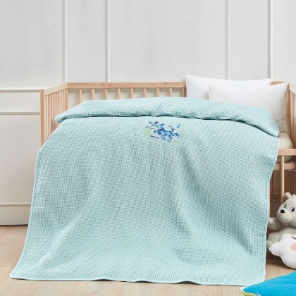 Κουβέρτα πικέ με κέντημα Art 5310 100X150 Γαλάζιο  Beauty Home 