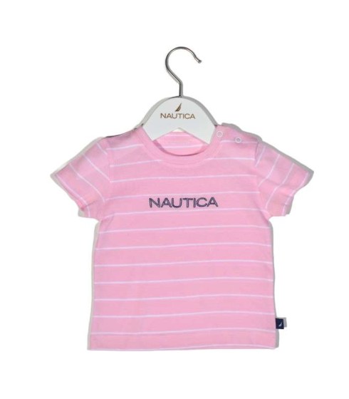 Nautica Des.12 T-Shirt Jersey Organic Ροζ Ριγέ 80cm 9-12 μηνών Omega Home