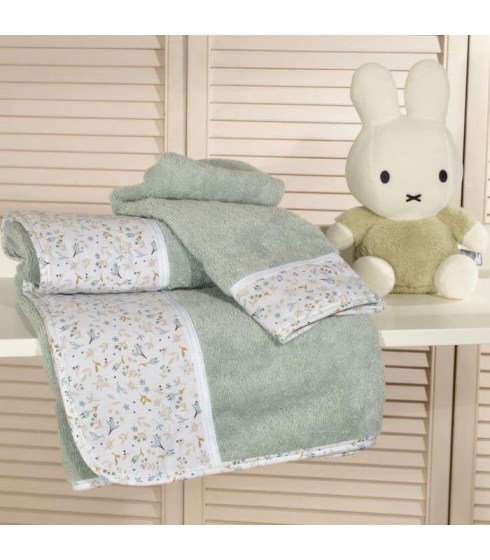 Omega Home Βρεφικές Πετσέτες Oliver Baby σετ πετσέτες μέντα 2 τεμ σχέδιο 403-1 100% βαμβάκι 450 ΓΡΜ/ΤΜ - 30Χ50 70Χ120