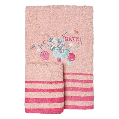 Παιδικές Πετσέτες Σετ   Art 5421  2τμχ Ροζ  Beauty Home