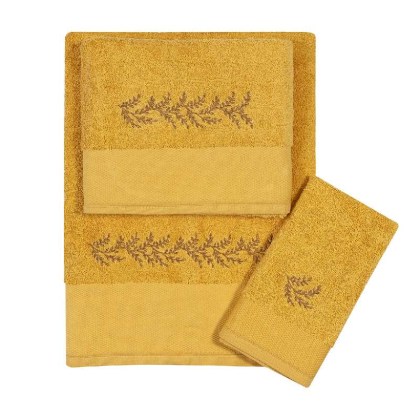   πετσέτες με κέντημα Art 3371  3τμχ Κίτρινο  