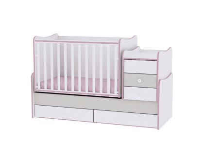Πολυμορφικό Μετατρεπόμενο Παιδικό Κρεβάτι Maxi Plus White/Pink Crossline Lorelli 10150300032A