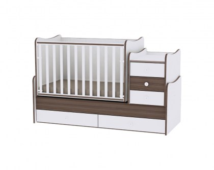 Πολυμορφικό Μετατρεπόμενο Παιδικό Κρεβάτι Maxi Plus White/Walnut Lorelli 10150300026A