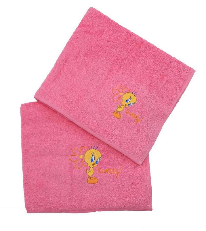 Παιδικές Πετσέτες Viopros  Σετ 2 Τεμ  50×80, 70×130 Tweety Φούξια